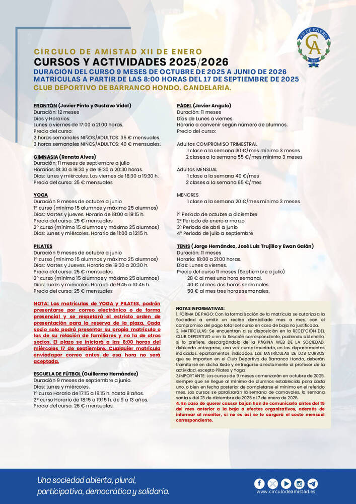 Actividades Club Deportivo