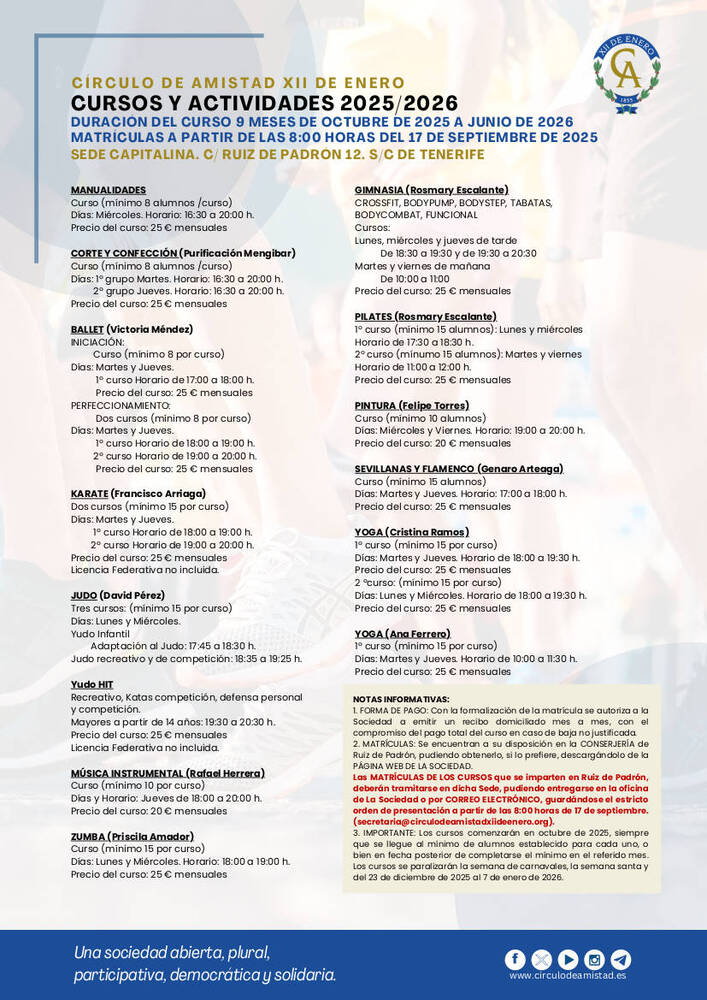 Actividades Sede Capitalina