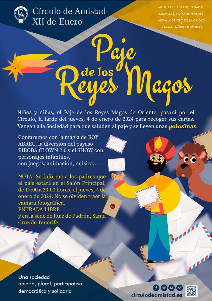 Cartel Visita Paje Reyes Magos