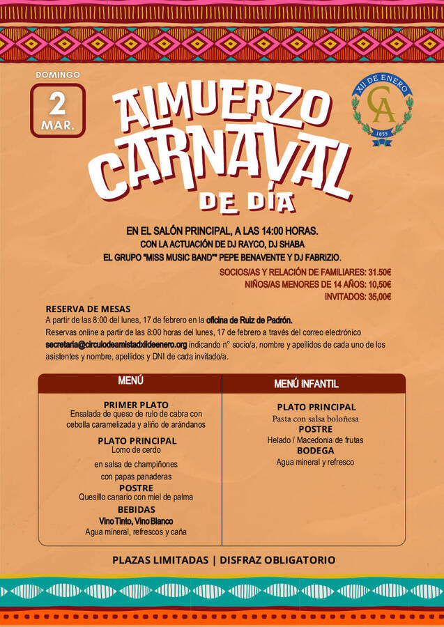 Cartel Almuerzo Carnaval