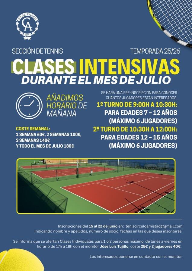 Clases intensivas de tenis