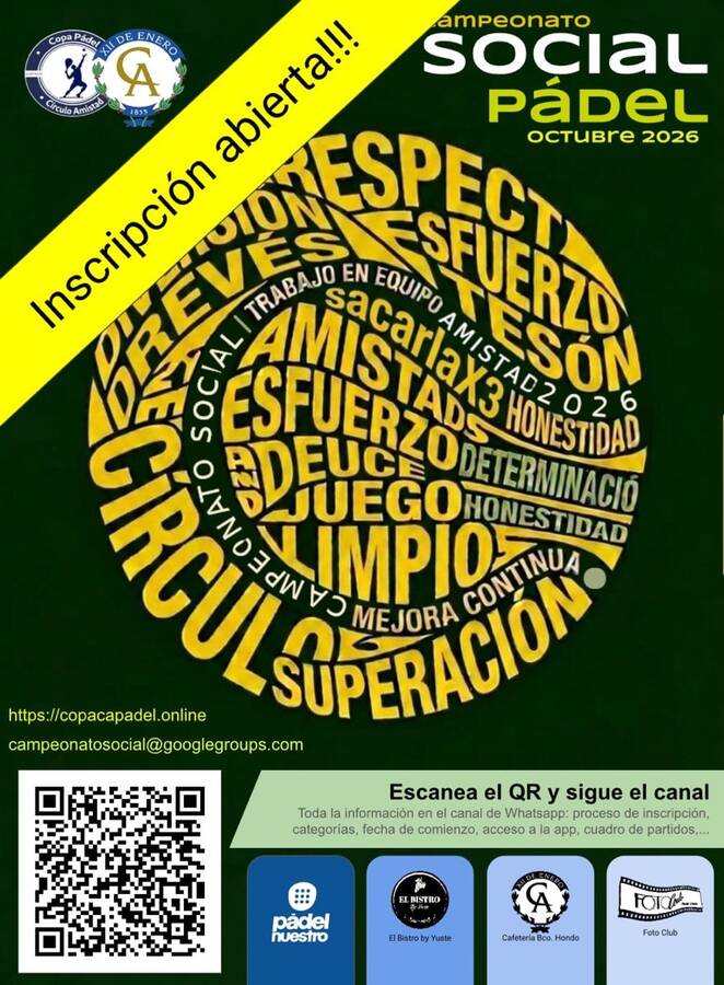 Campeonato Social de Pádel · Octubre 2026