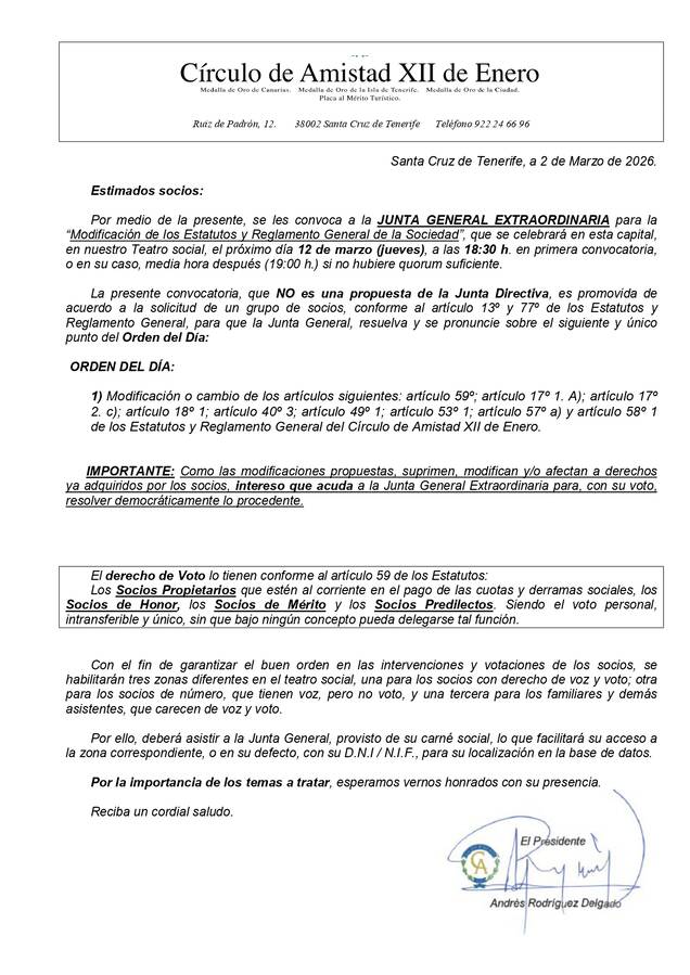 Cartel Junta General